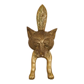 1960s Wolf or Fox Solid Brass Door Knocker For Sale