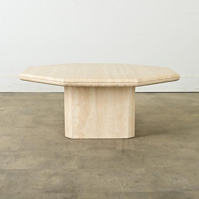 Late 20th Century French Vintage Octagonal Travertine Coffee Table For Sale - Image 5 of 12