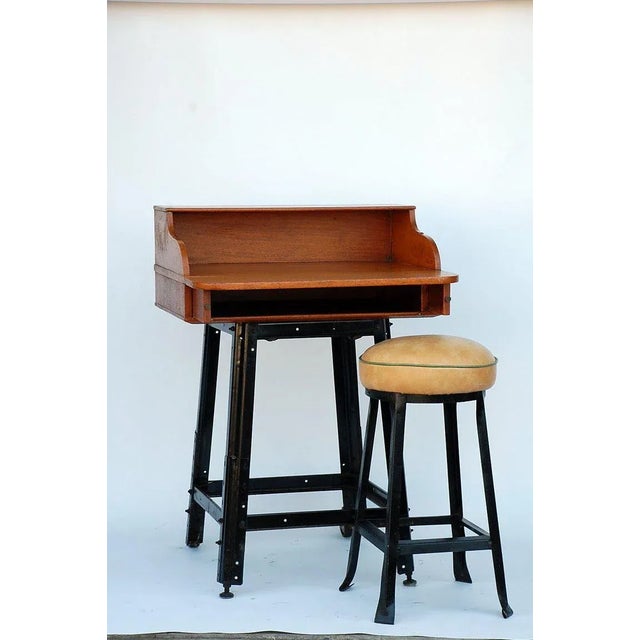 Mid 20th Century Adjustable Oak Writing Table / Desk For Sale - Image 5 of 7