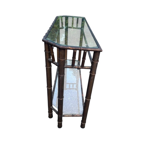 Ornamental & Decorative Materials Late 20th Century Faux Bamboo Metal Console For Sale - Image 7 of 14