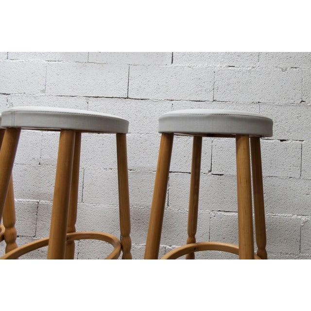 Wood Dining Table and High Stools from Baumann, 1990, Set of 5 For Sale - Image 7 of 18
