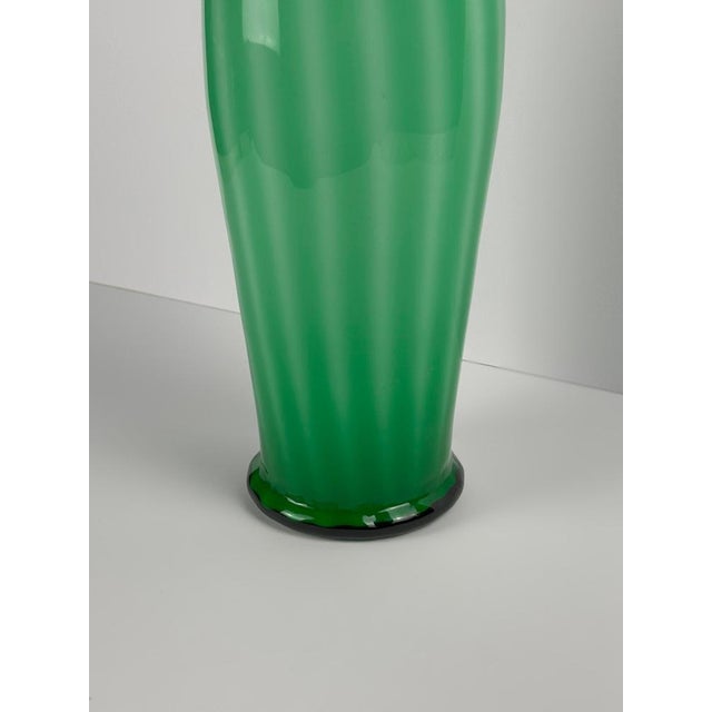 Glass Tall Green Empoli Glass Vase, 1970s For Sale - Image 7 of 12