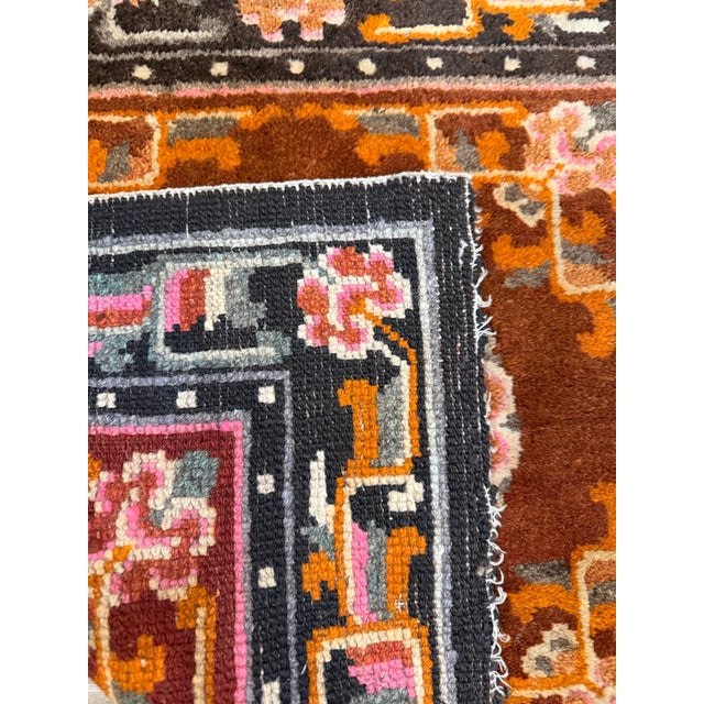 Antique Chinese Square Rug With Floral Medallion 2' X 2'2" For Sale - Image 4 of 16