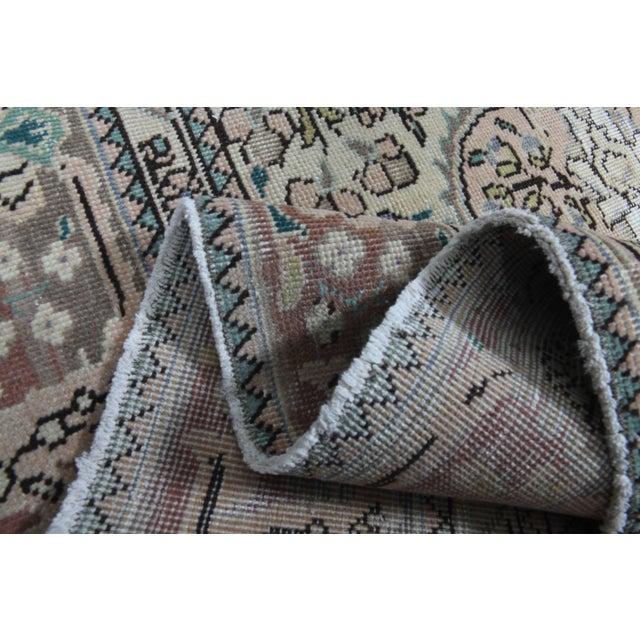 Pink 1970s Vintage Persian Handmade Wool Cotton Brown Area Rug For Sale - Image 8 of 11
