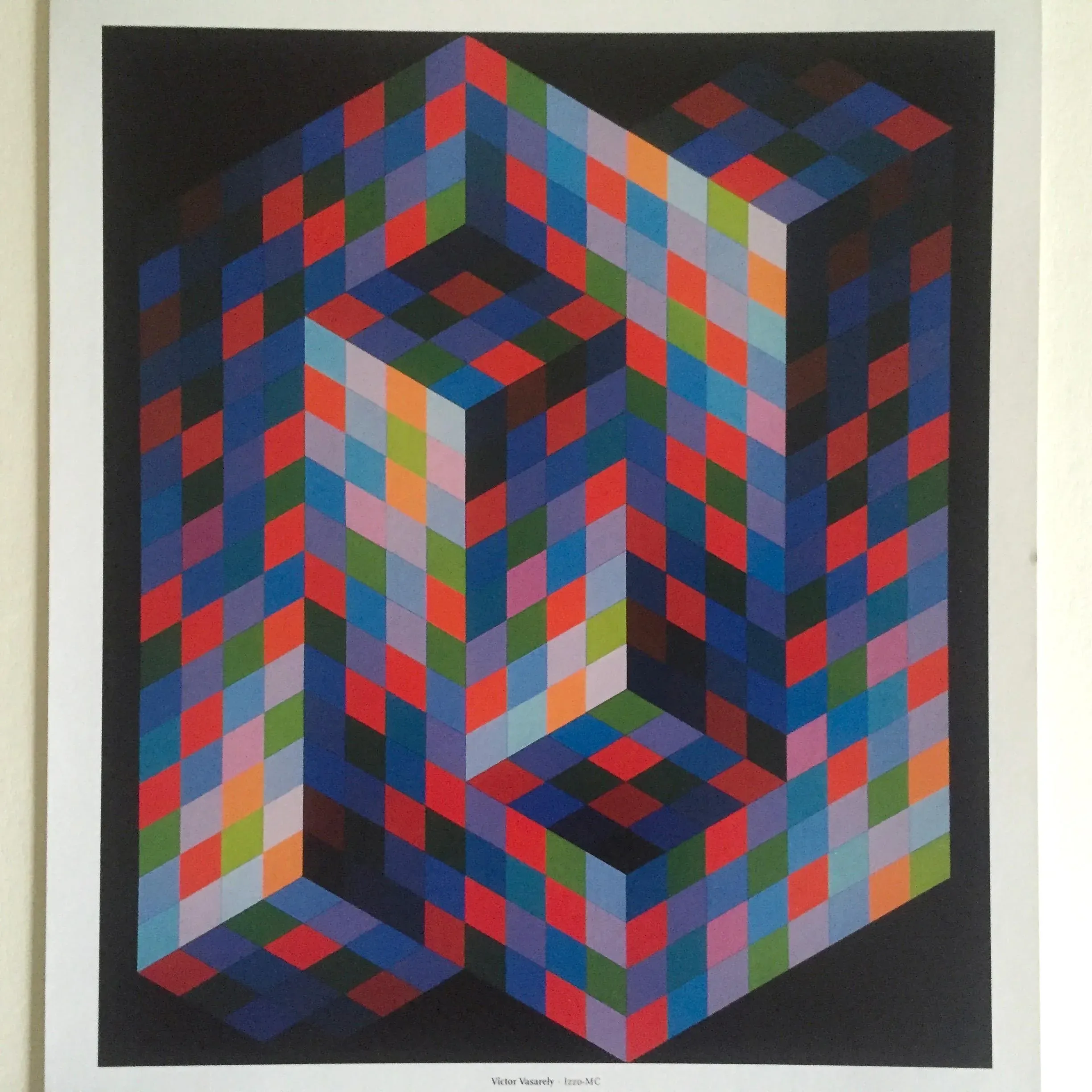 Victor Vasarely Op Art Modernist Geometric Lithograph Print 