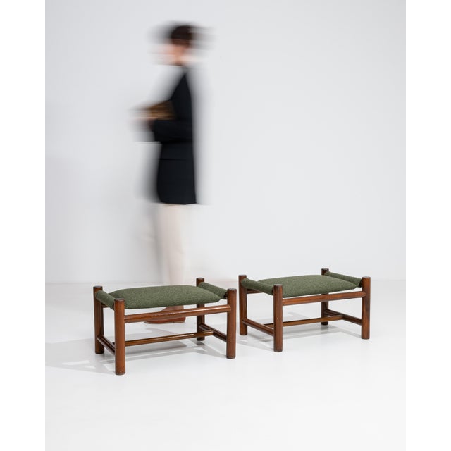 Pair Of Mid-Century Upholstered Stools For Sale - Image 4 of 11