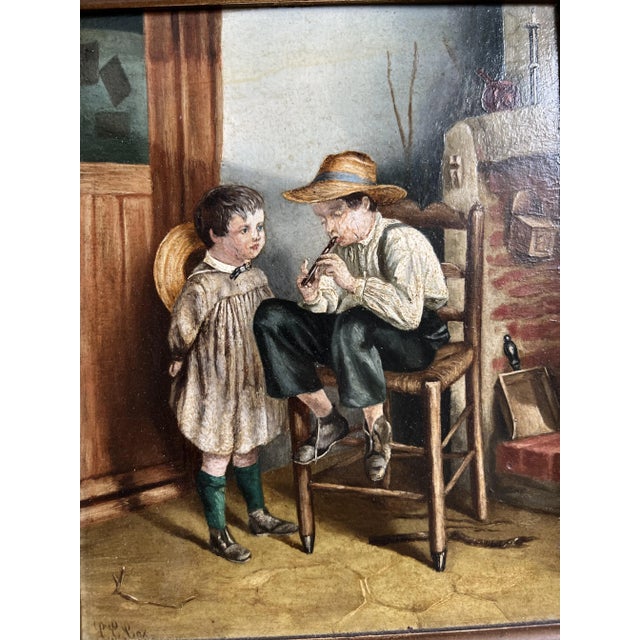 Cox, The Flute Player, 1890s, Oil Painting, Framed For Sale - Image 8 of 8