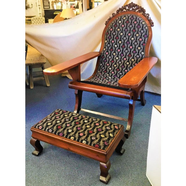 1940s Vintage Mahogany Plantation Chair and Footstool For Sale - Image 13 of 13