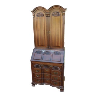 1980s Maddox Solid Cherry Wood Secretary Desk - 2 Pieces For Sale