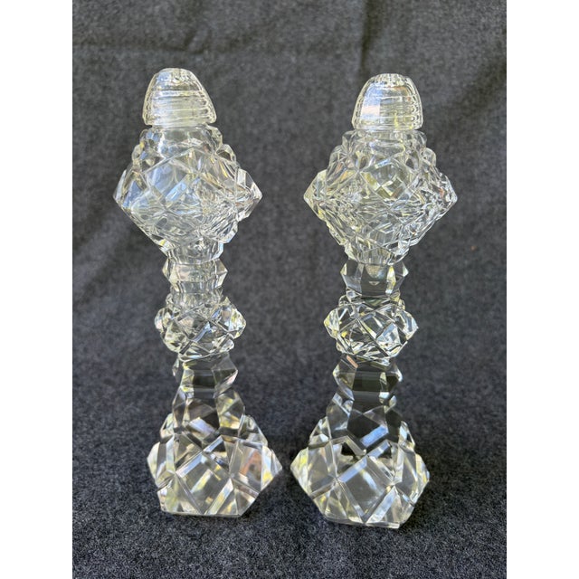 Vintage Cut Crystal Salt & Pepper Pedestal Shakers a Pair For Sale - Image 11 of 16