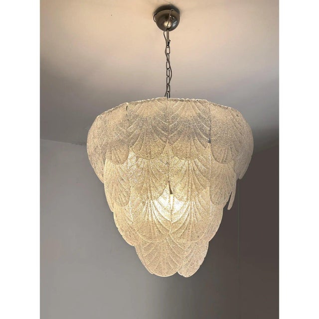 Italian Clear Graniglia Petal Murano Glass Chandelier by Simoeng For Sale - Image 4 of 6