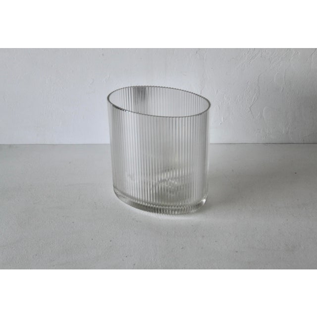 Sally Designs Style Oval Corrugated Lucite Acrylic Wastebasket For Sale - Image 12 of 13