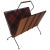 Black Lacquered Metal, Leather and Plaid Fabric Magazine Rack For Sale - Image 13 of 13