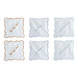 Chairish Anniversary Cocktail Napkins, Marigold/Lilac/Soft Mint - Set of 6
