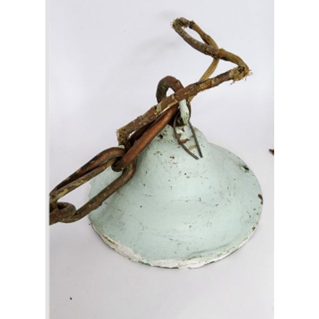 1920's Art Nouveau Ribbed Clambroth Glass Pendant Light For Sale - Image 6 of 8