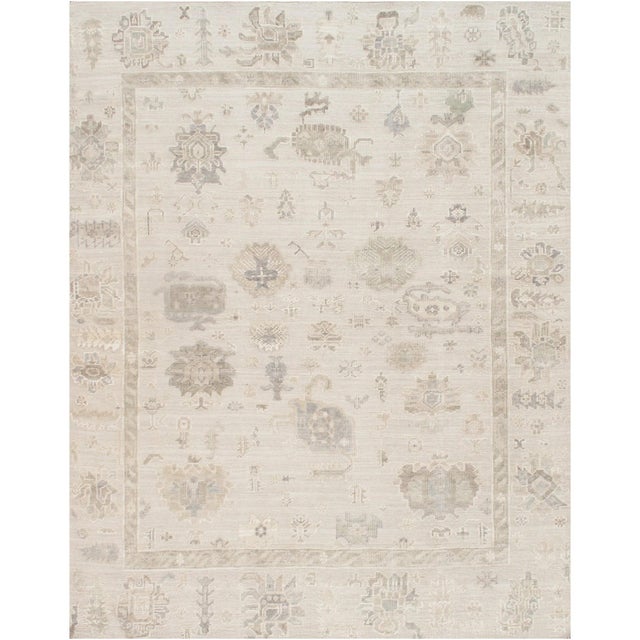 Oushak Wool Beige Area Rug, 12' 1'' X 14'11'' For Sale In New York - Image 6 of 6