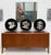Large Abstract Moroccan Glazed Pottery Charger Plates on Stands, Set of 3 Offered for sale are 3 large contemporary...