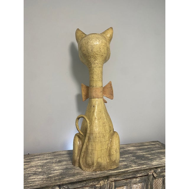 Late 20th Century Vintage Jeanne Valentine Oversized Papier-Mâché Cat Sculpture For Sale - Image 5 of 9