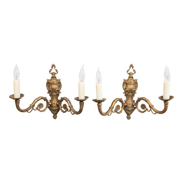 19th Century French Gilt Bronze Wired Wall Sconces - a Pair For Sale