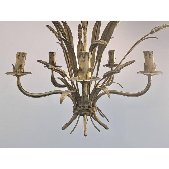 Metal Five-Arm Wheat Ear Chandelier For Sale - Image 7 of 14
