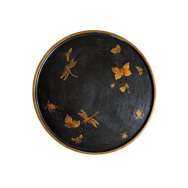 One of a kind hand crafted chinoiserie side table by chinoiserie artist in Los Angeles.