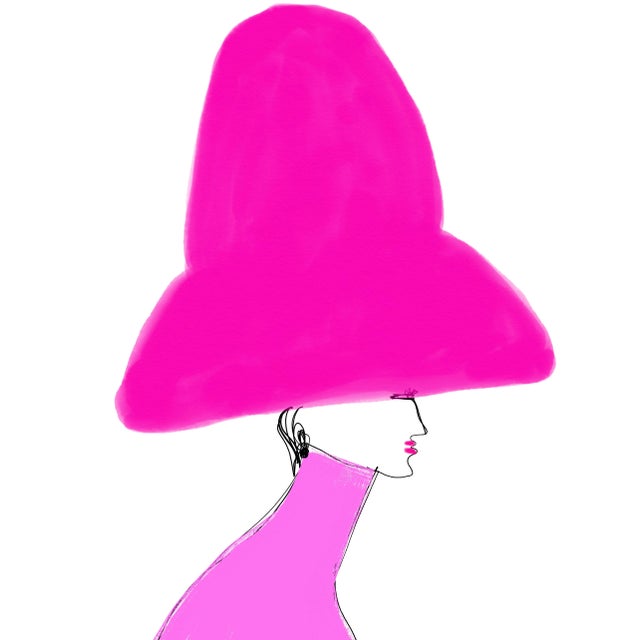 "Chapeau Pink Et Rose" Contemporary Original Limited Edition Fashion Print by Annie Naranian For Sale