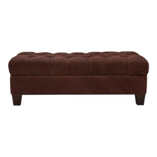 Vicente Wolf Leather Weaved Ottoman For Sale