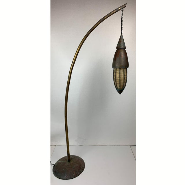 Patinated Rustic Copper and Steel Floor Lamp with Lantern, 1980s For Sale - Image 16 of 18