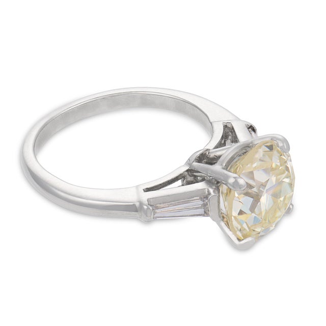 1950s 1950s Mid Century Gia 2.56 Carat Old European Cut Diamond Platinum Engagement Ring, Size 3.5 For Sale - Image 5 of 8