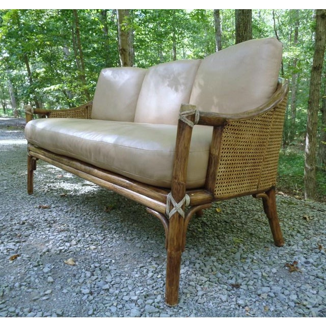 Vintage McGuire of San Francisco Organic Modern Rattan & Leather Sofa