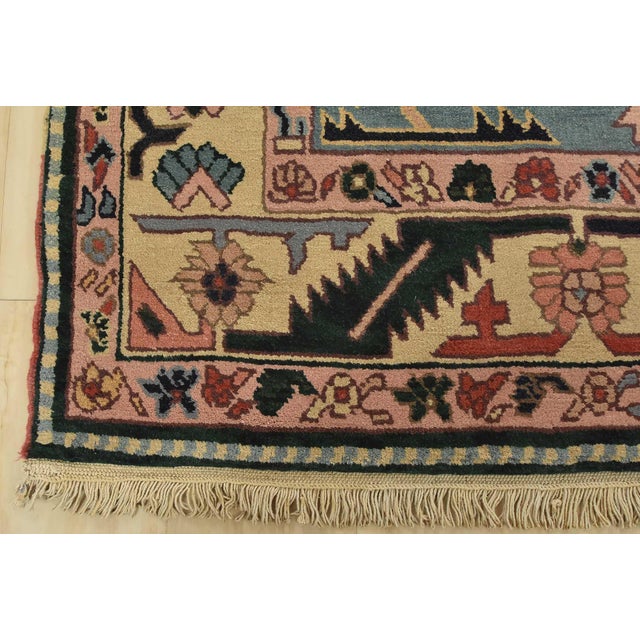 Heriz Rug 5’10” X 8’11” Blue Wool Vintage Tribal Hand-Knotted Oriental Carpet For Sale - Image 10 of 13