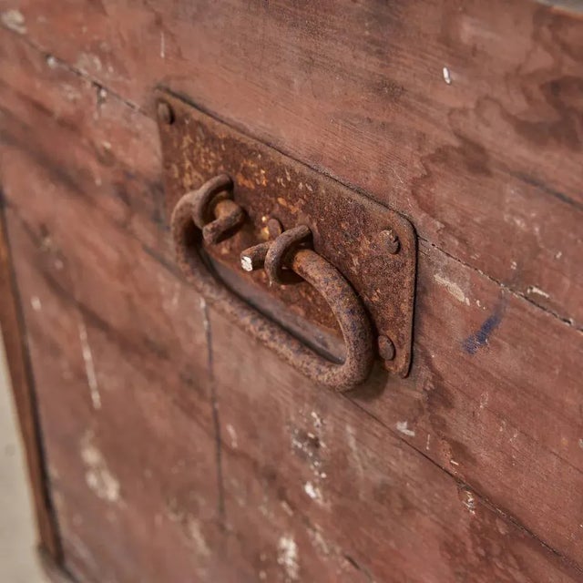 Vintage Brown Wooden Trunk For Sale - Image 3 of 5