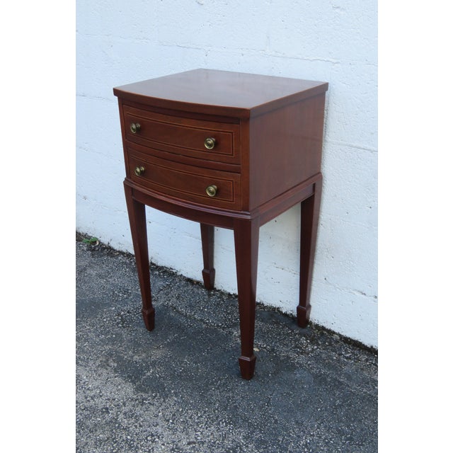 American 1940s Tall Bow Front Mahogany Nightstand Side End Table 6163 For Sale - Image 3 of 15