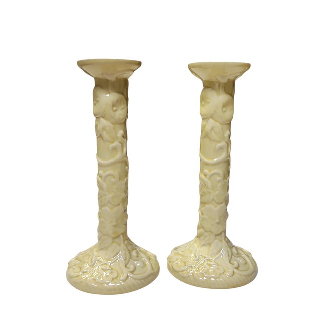 Bordallo Pinheiro Vintage Bordallo Pinheiro Candlesticks Pair For Sale - Image 4 of 7