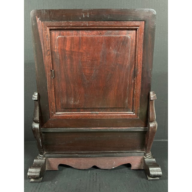 Late 20th Century Chinese Art Hardwood and Marble Dream Stone Table Screen For Sale - Image 11 of 11