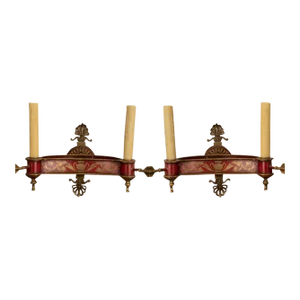 Pair of French Empire Style or Neoclassical Style Bronze and Tole Sconces