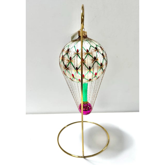 Vintage Christopher Radko Hot Air Balloon Ornament – Hand Blown Glass For Sale - Image 9 of 10