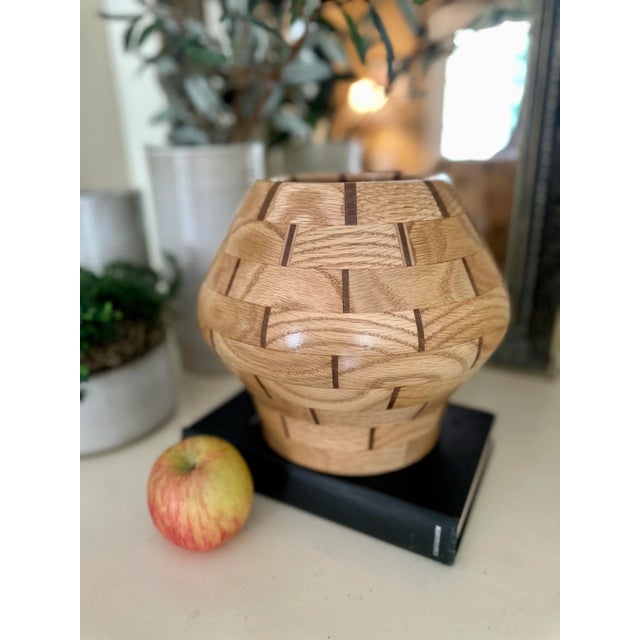 1970s Artisan Segmented Maple and Walnut Vase For Sale - Image 10 of 11