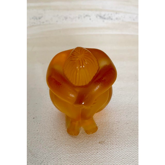 Lalique Lalique Amber Crystal Sitting Figure - Signed and With Box For Sale - Image 4 of 9