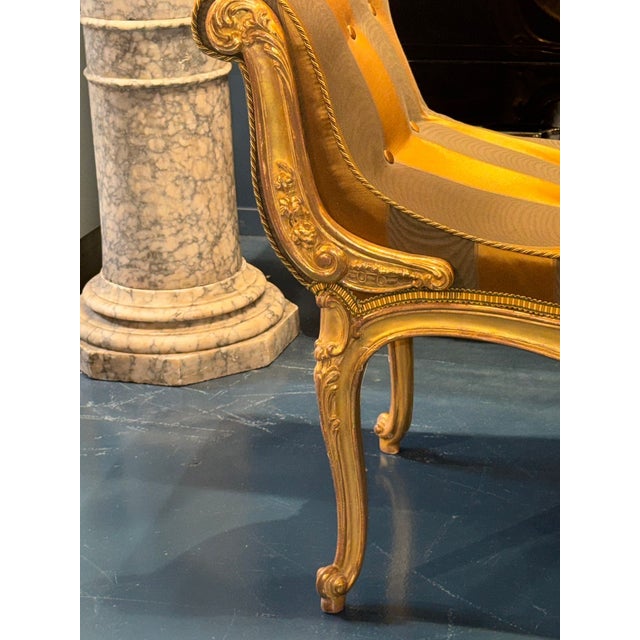 19th C. French Louis XV Giltwood Bench For Sale - Image 4 of 7