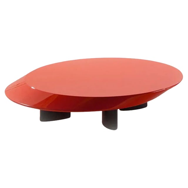 Accordo Low Table in Red Lacquered Wood by Charlotte Perriand for Cassina For Sale