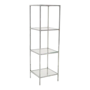 Milo Baughman Style Tall Modern Chromed Steel & Glass Etagere