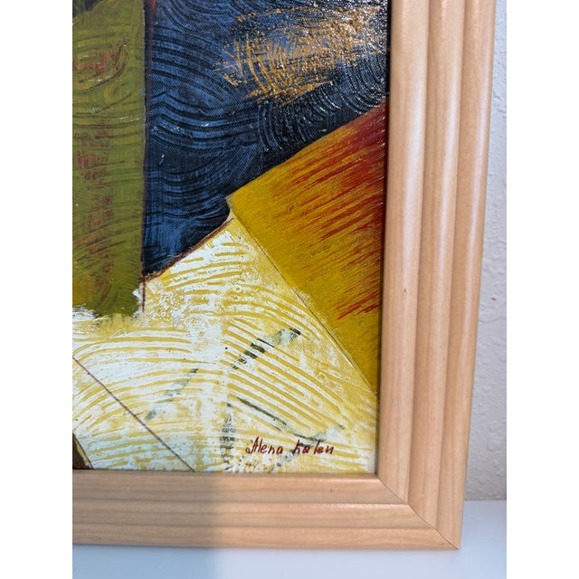Alena Kalen Modern Geometric Original Abstract Oil Painting Cubist Reverie” Coa For Sale In Jacksonville, FL - Image 6 of 9