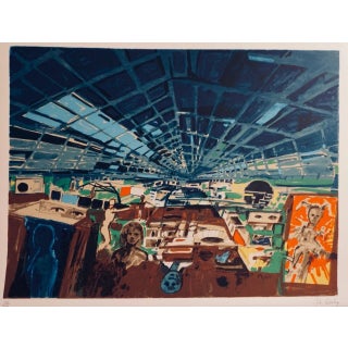 Vintage John Hultberg Greenhouse Modern Figurative Print For Sale