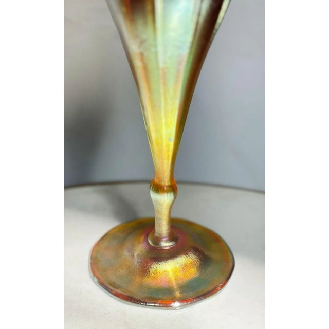 American Tiffany Favrile Glass Tulip Form Vase For Sale - Image 3 of 4