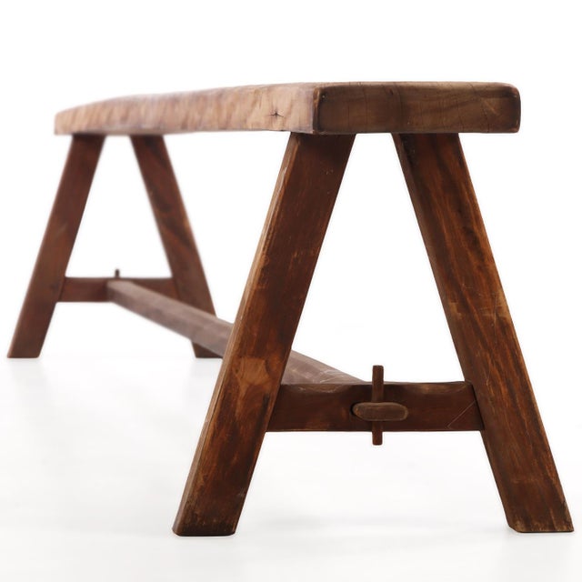 A Large Pair of French Elm Benches, C. 1940. For Sale In Philadelphia - Image 6 of 6