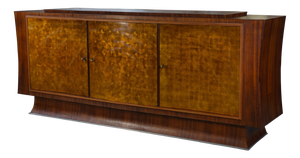 Art Deco Wooden Sideboard with Gold Leaf Door attributed to Maison Dominique, 1940s