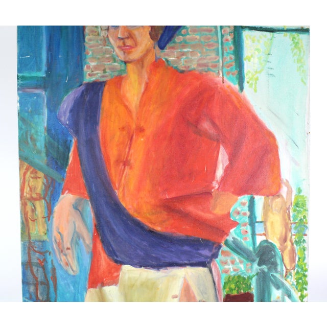 Vintage Oil Painting Portrait of Tall Fashionable Woman - Unsigned For Sale In Chicago - Image 6 of 10