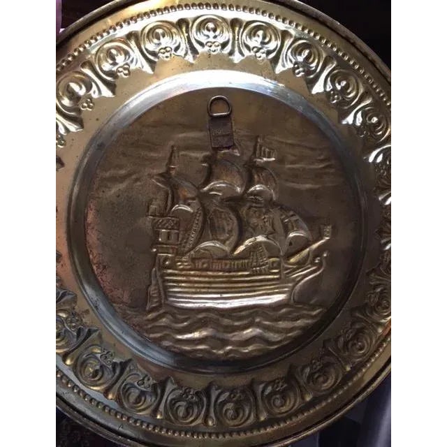 Mid-Century Modern Mid Century Brass Nautical Wall Plaque For Sale - Image 3 of 6