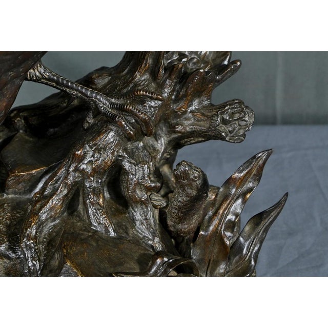 Metal J. Moigniez, The Pheasant and the Weasel, Late 1800s, Bronze For Sale - Image 7 of 18